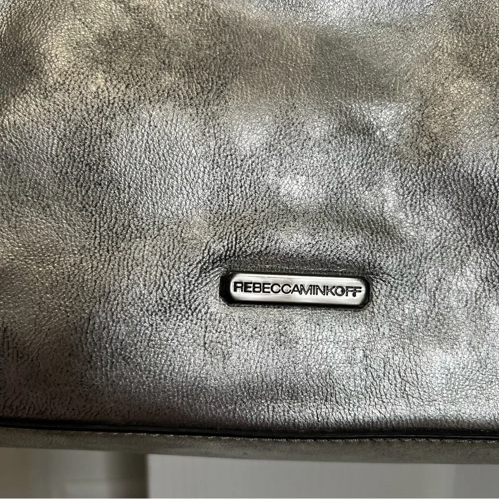 Rebecca Minkoff Silver Metallic Quilted Amorous Satchel Handle & Shoudler Straps